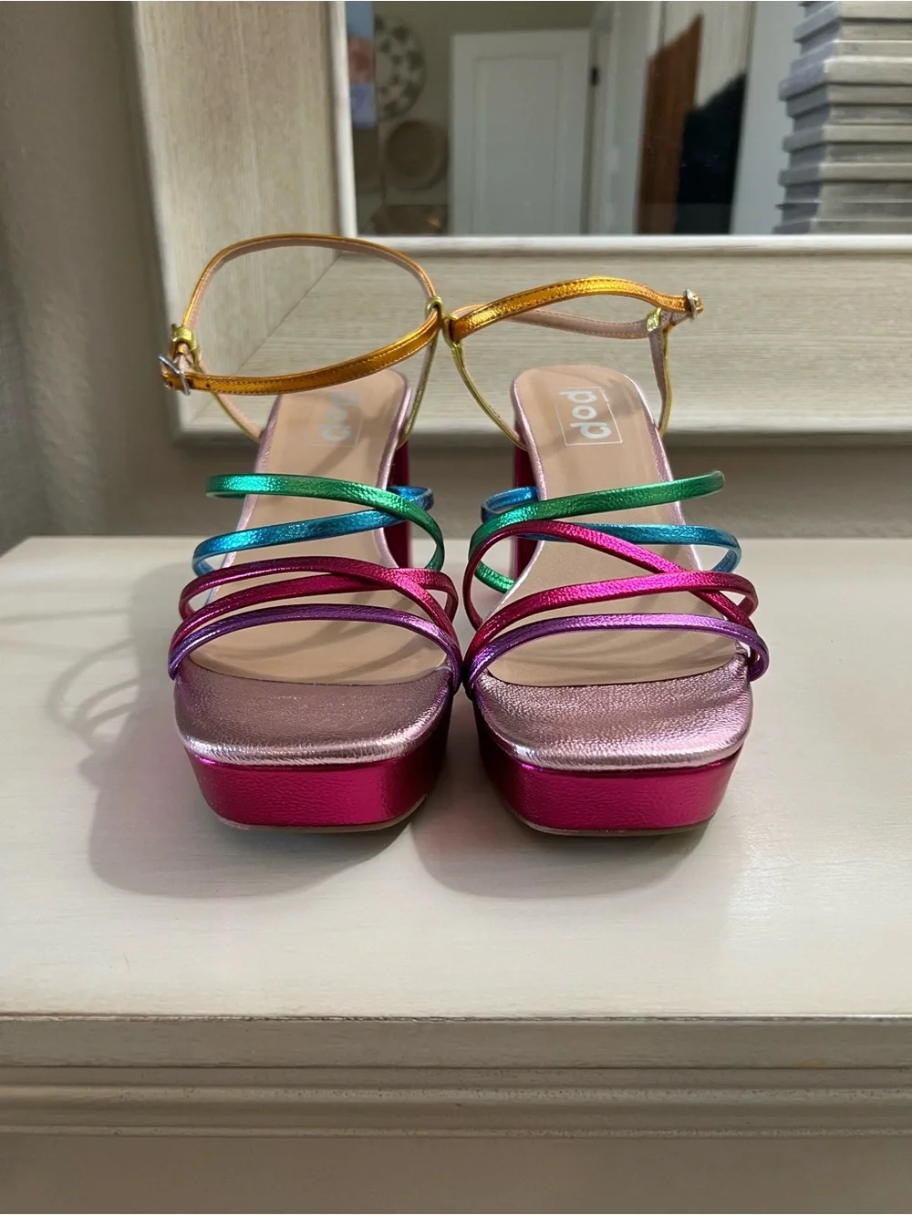 Women’s Pop Multicolor Strappy Block Heel Sandals